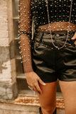 Stud Of Mine- Black Faux Leather Shorts