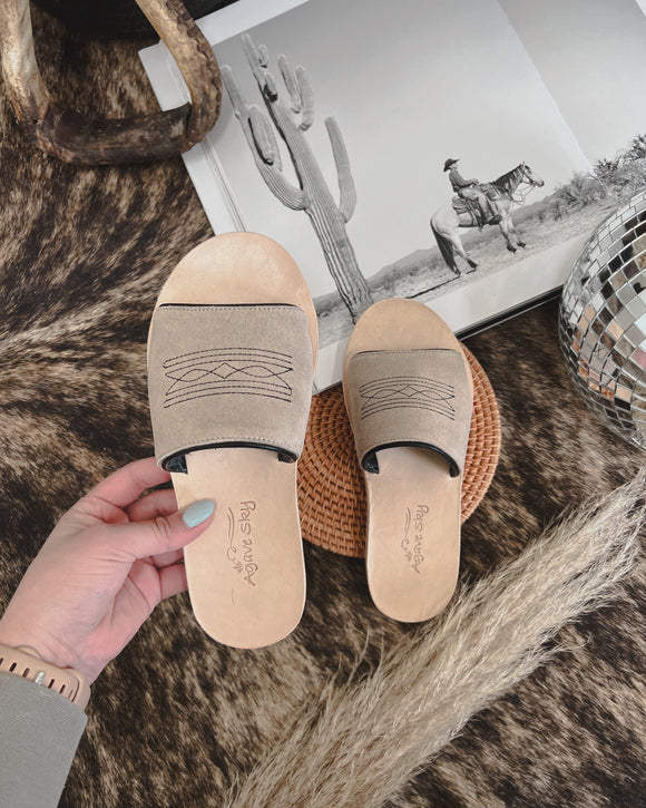 Nadia Tan Suede Out Sandals
