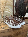 Utah Cowhide Slip Ons- Red Chocolate