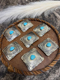 Scalloped Rectangle Turquoise Buckle