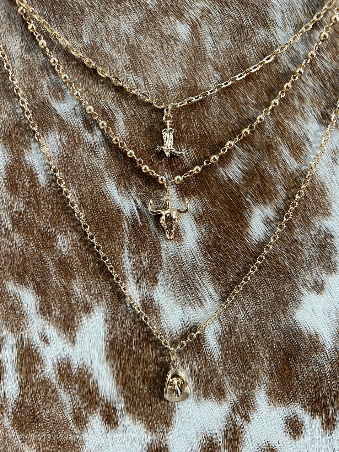 Faux Gold Cowboy Essentials Charm Necklace