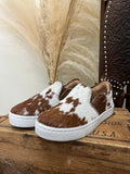 Utah Cowhide Slip Ons- Red Chocolate