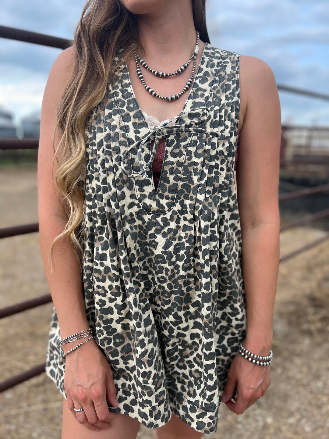 Leopard Denim Romper