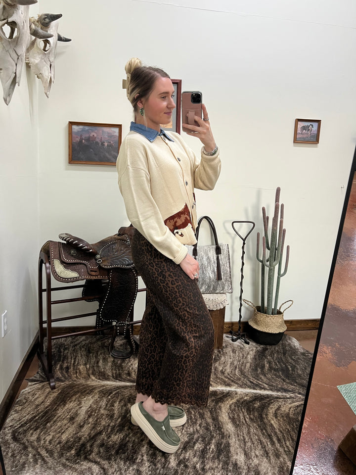 Leopard Eyelet Jeans