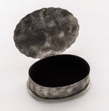 Oval Stamped Silver Jewelry Box