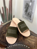 Nadia Olive Suede Out Sandals