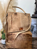 Boot Stitch Rough Out Tote- Camel