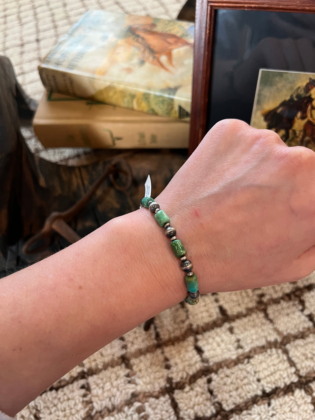 Desert Pearl & Turquoise Stretchy Bracelet