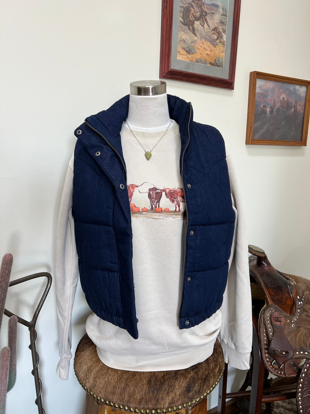 Ariat: Denim Puffer Vest