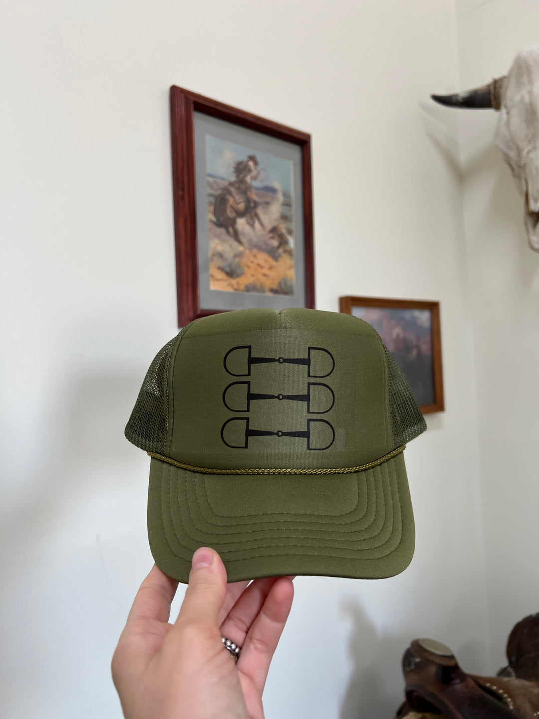 3 Bit Trucker Hat-Olive