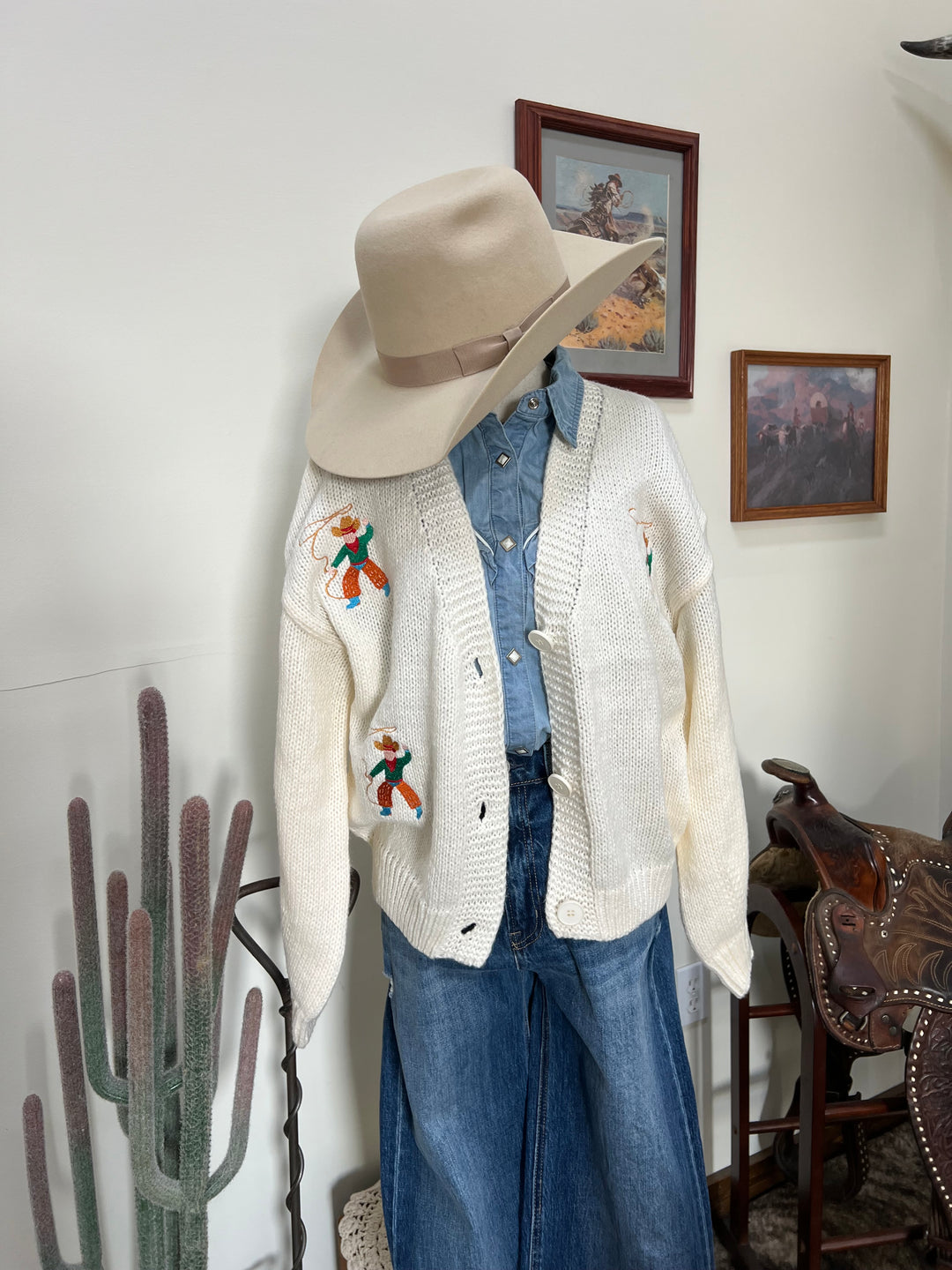 Embroidery Cowboy Cardigan