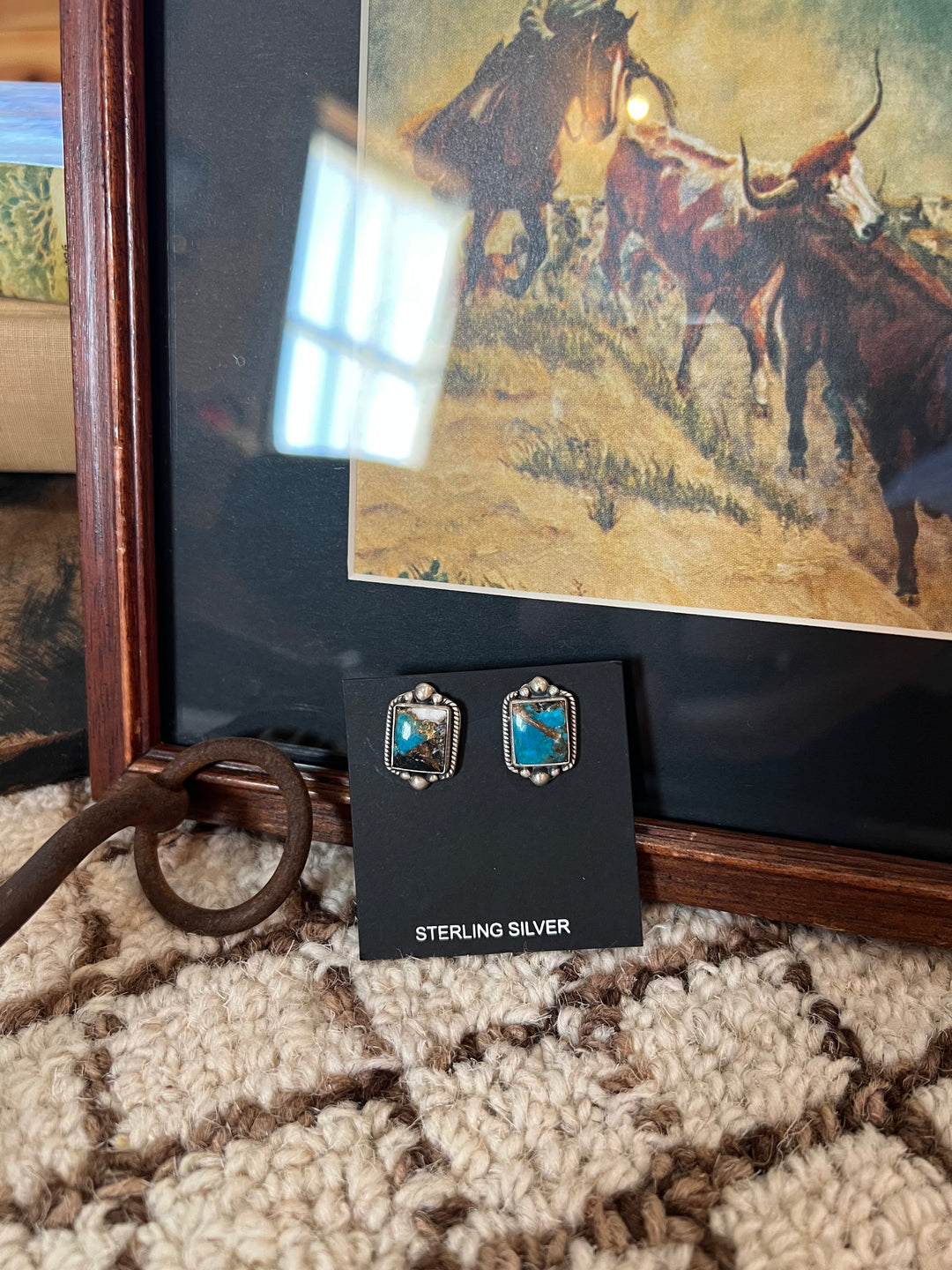 White Buffalo & Turquoise Earrings