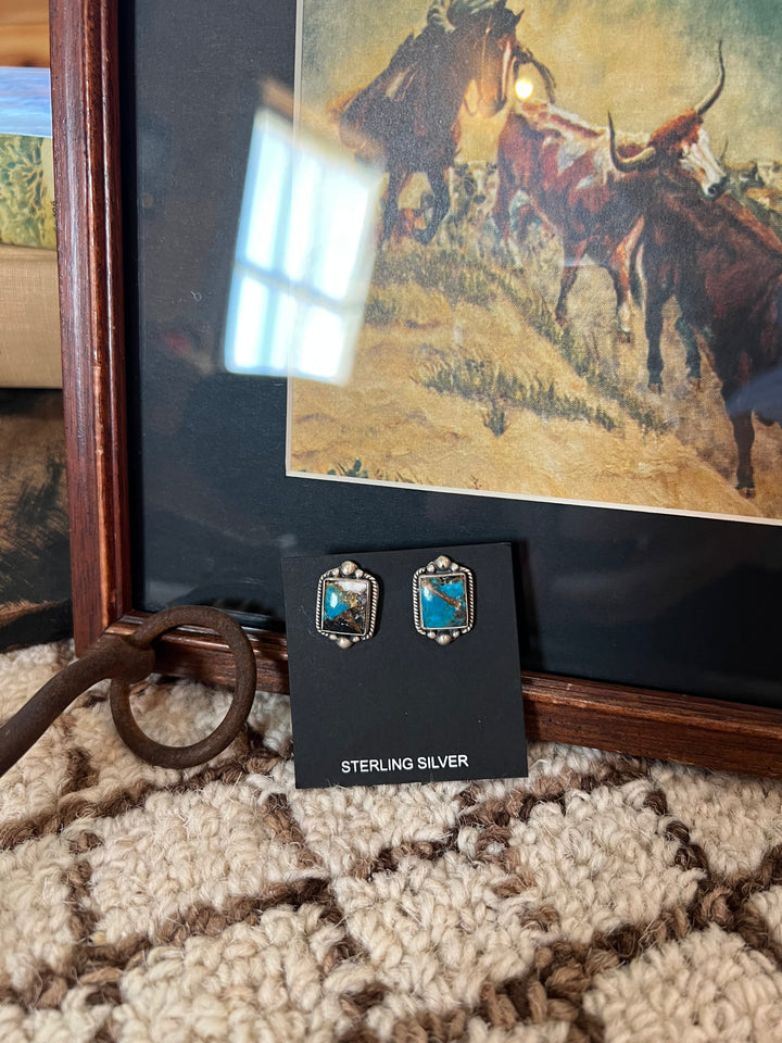 White Buffalo & Turquoise Earrings