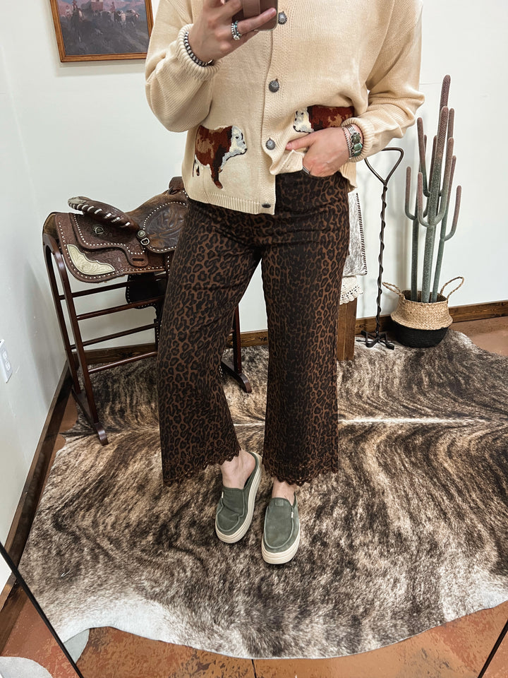 Leopard Eyelet Jeans