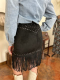 The Studded Fringe Buckle Skirt