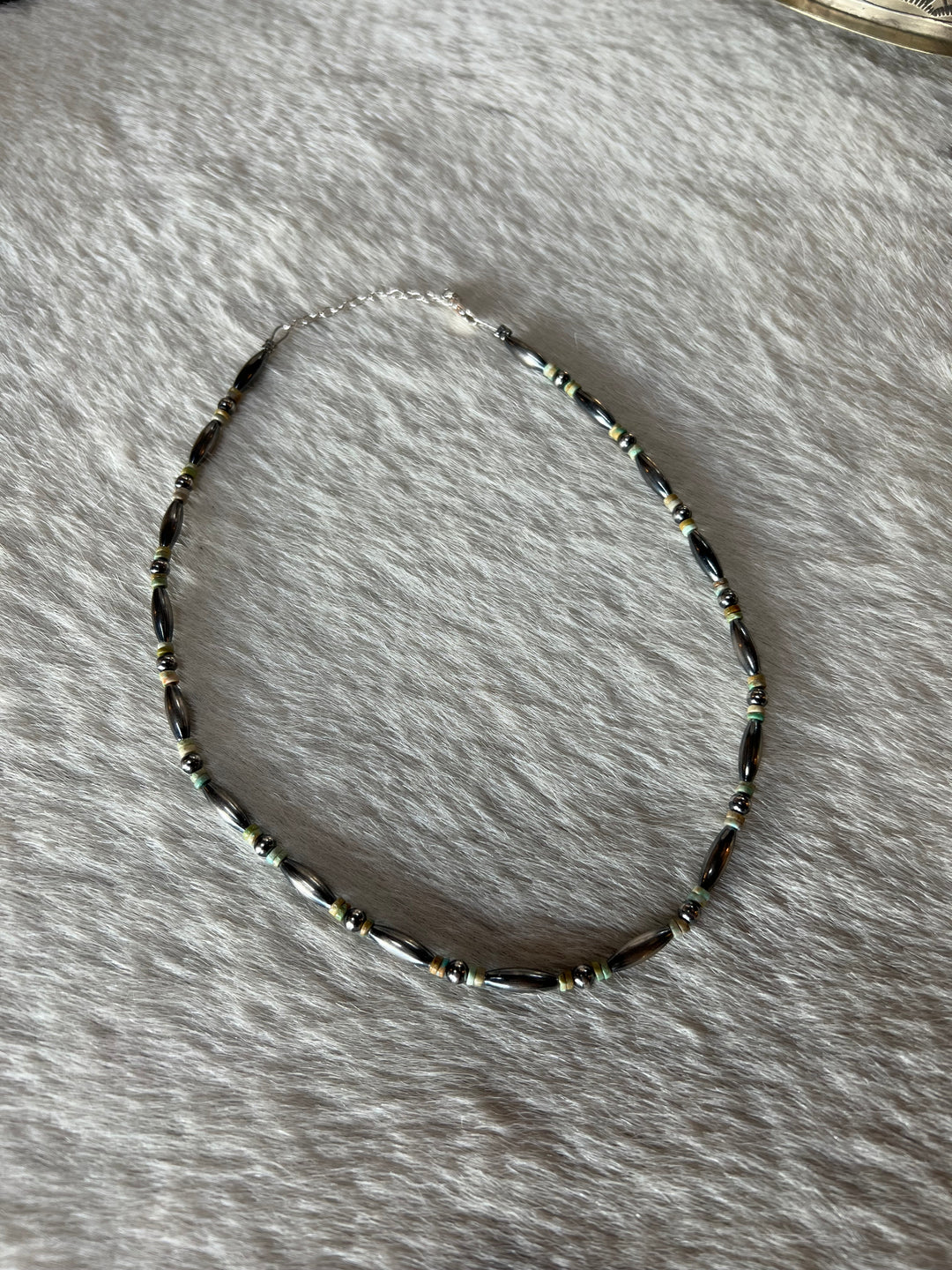 Desert Torpedo Pearls & Turquoise Necklace-14.5”