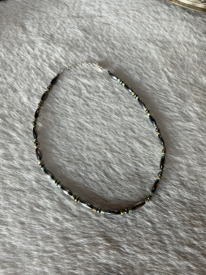Desert Torpedo Pearls & Turquoise Necklace-14.5”