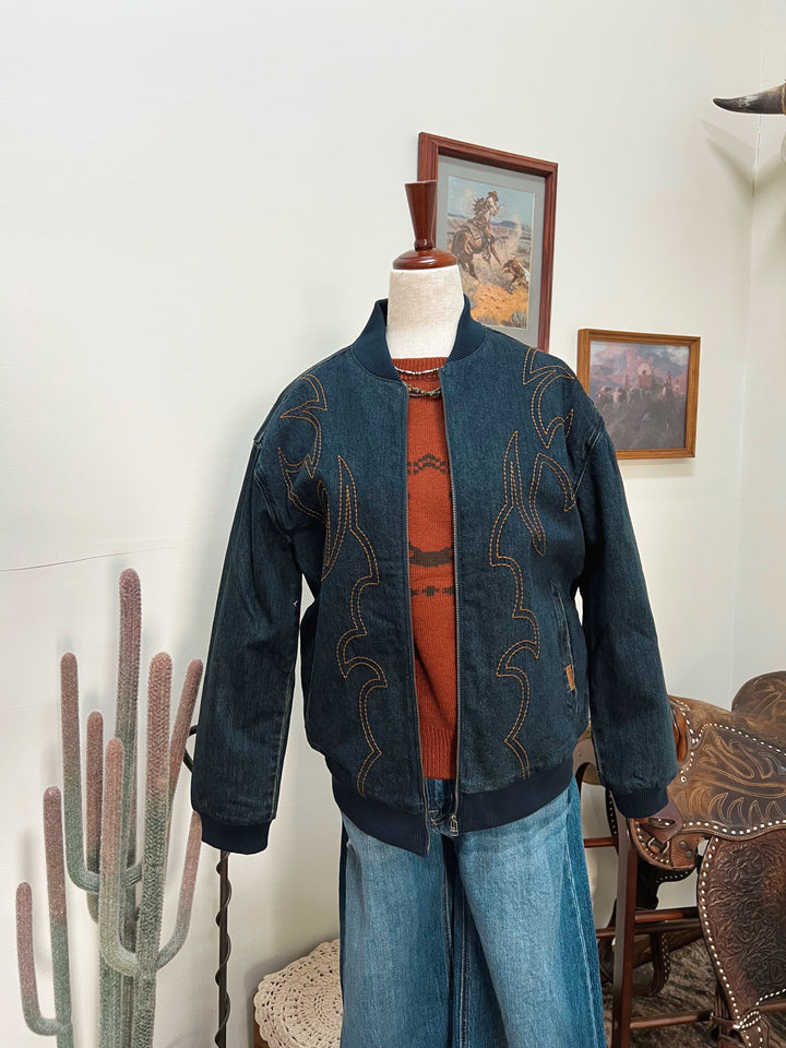 Western Embroidered Bomber Jacket