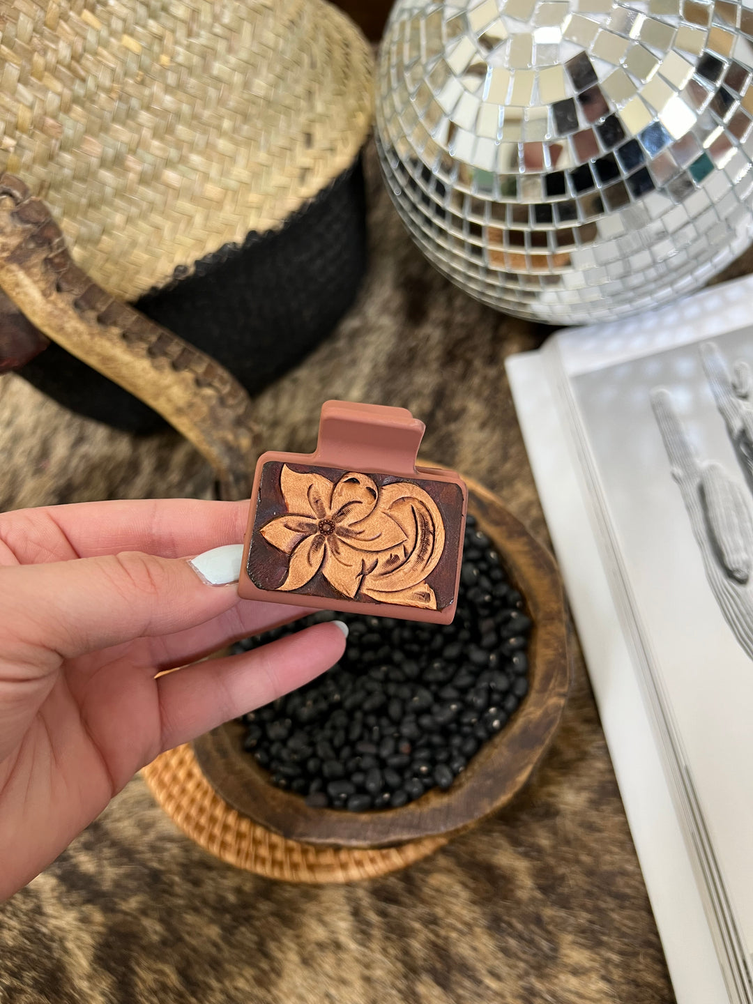 Small Floral Hand Tooled Hair Clip{3 Colors}