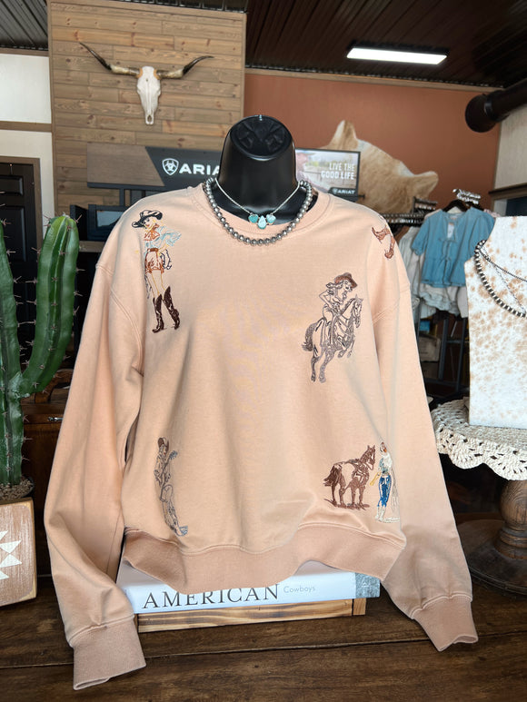 Western Motif Embroidery Sweater