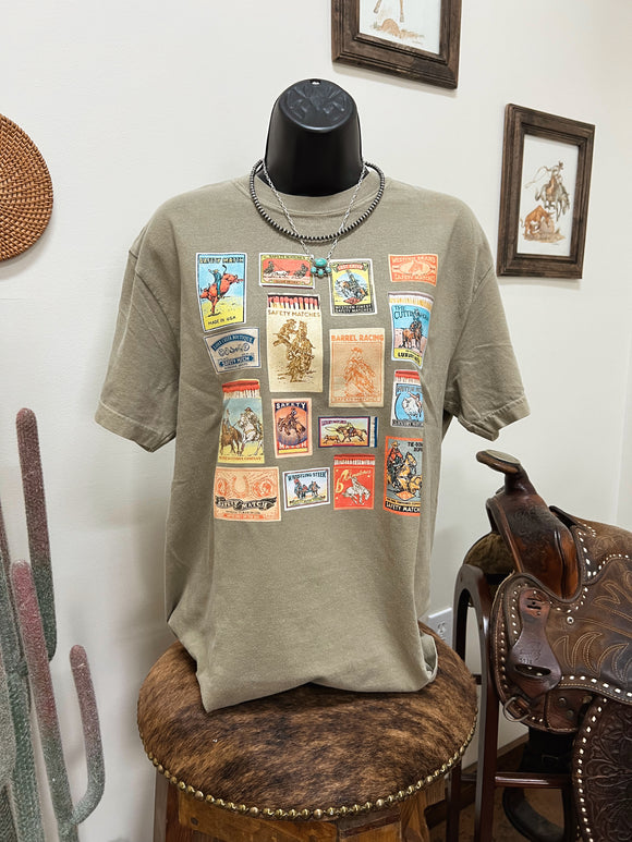 Rodeo Event Matchbook T-Shirt-Khaki