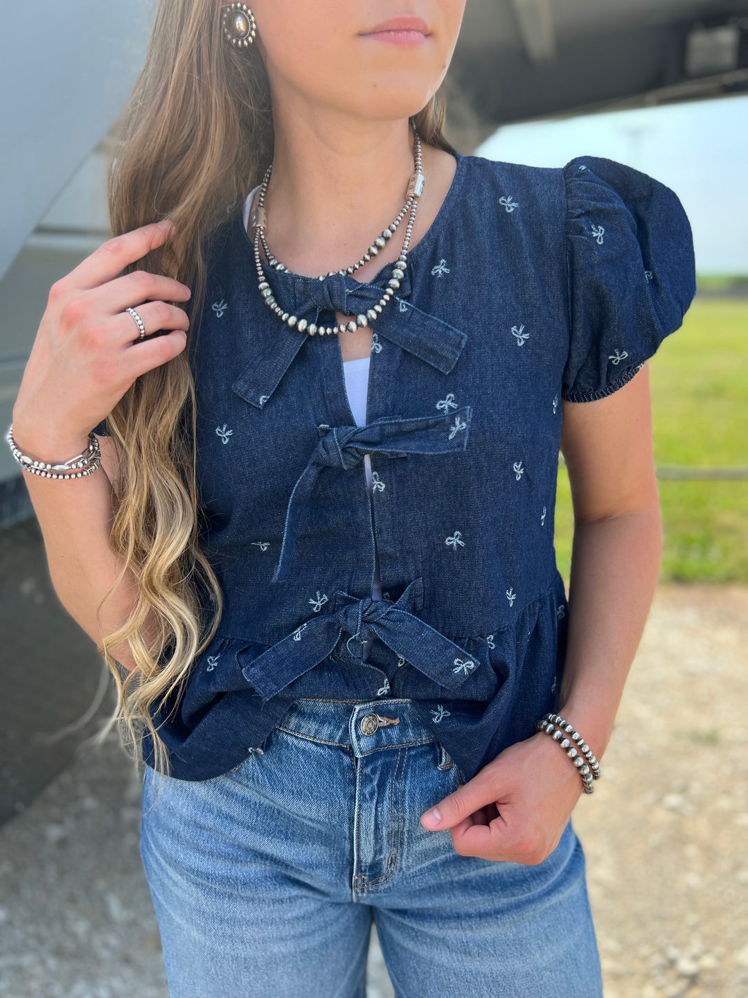 Vintage Denim Bow Top