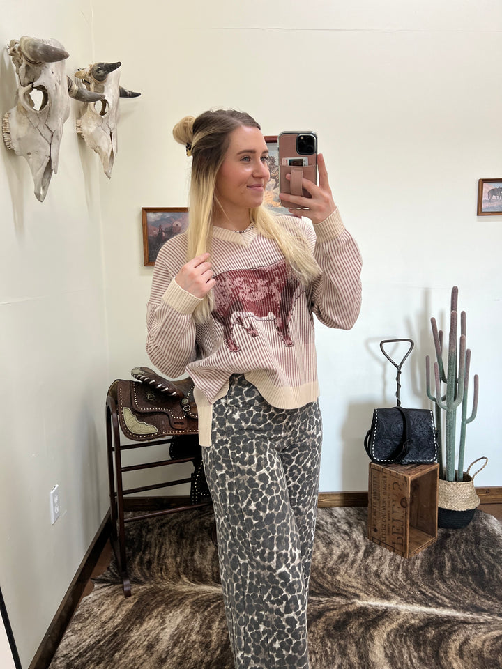 The Ellie Leopard Barrel Jeans