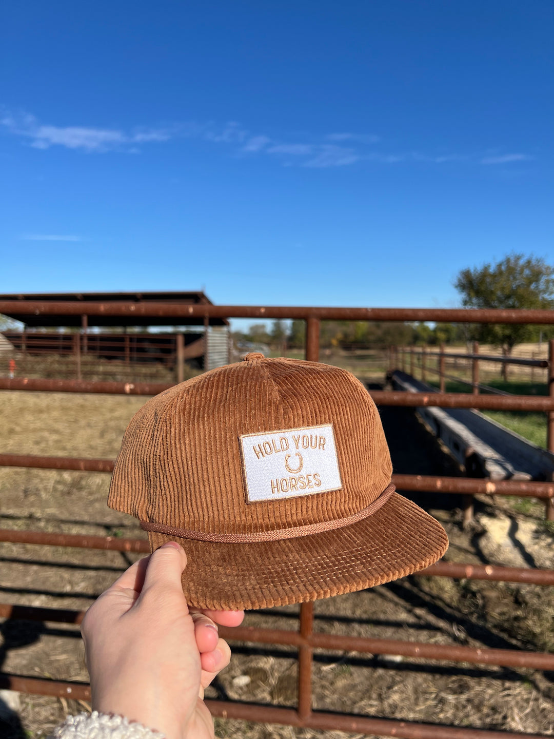 Hold Your Horses Corduroy Trucker Hat