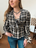 Teddy Plaid Bow Top