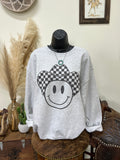 Checker Cowboy Crewneck- Ash