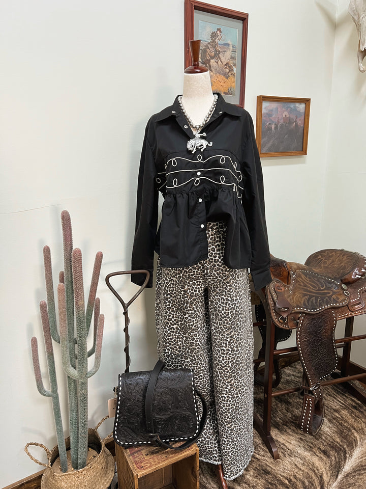 Loopty Lou Black Long Sleeve Top