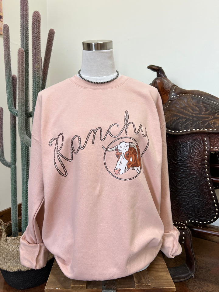 Ranchy Crewneck-Dusty Pink