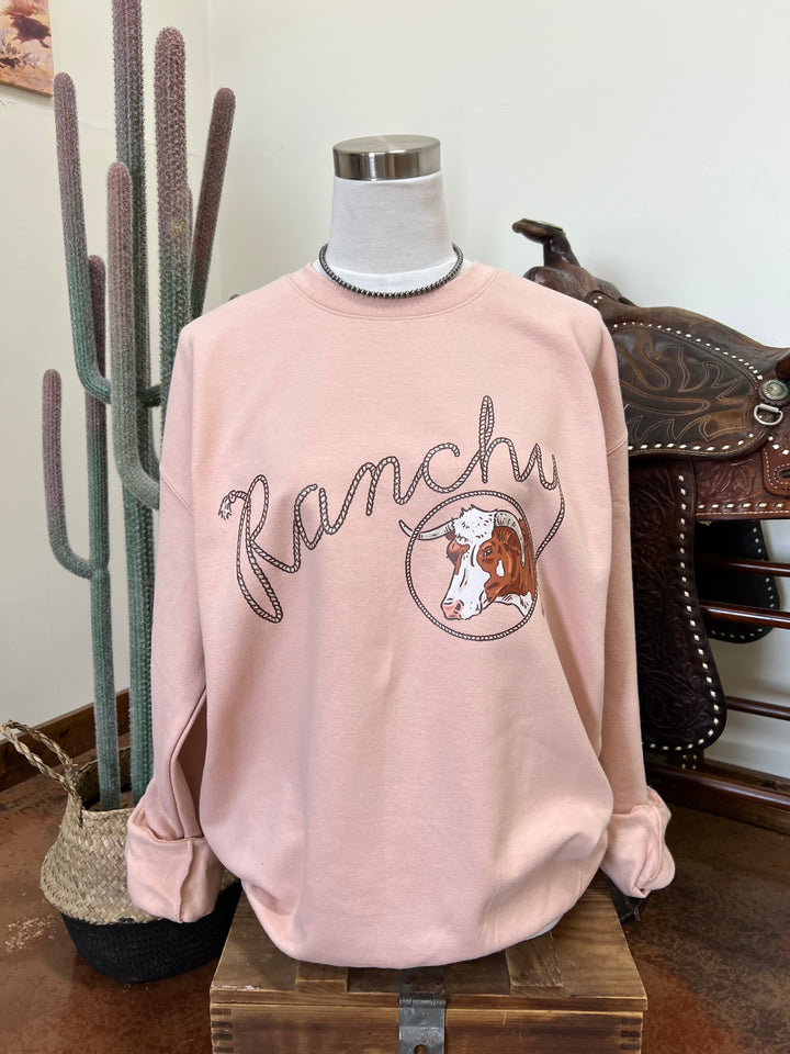 Ranchy Crewneck-Dusty Pink
