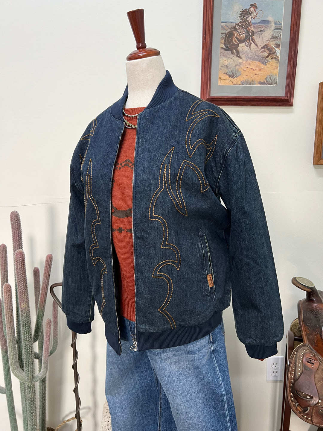 Western Embroidered Bomber Jacket