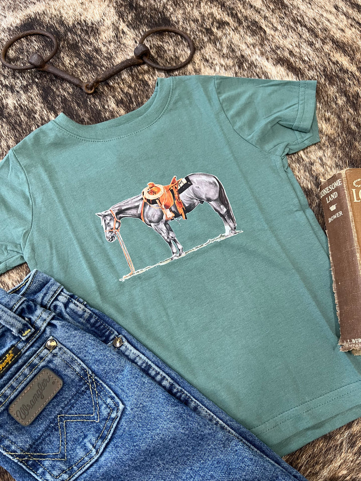 Gray Cow Pony Toddler Tee-Forest