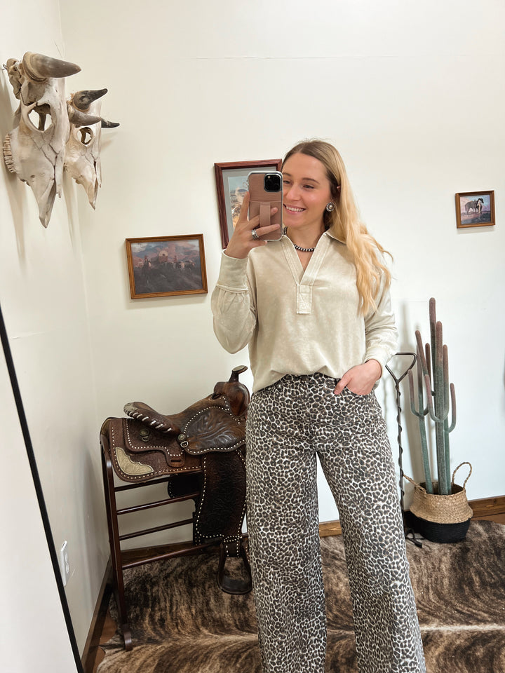 Washed Collar Long Sleeve