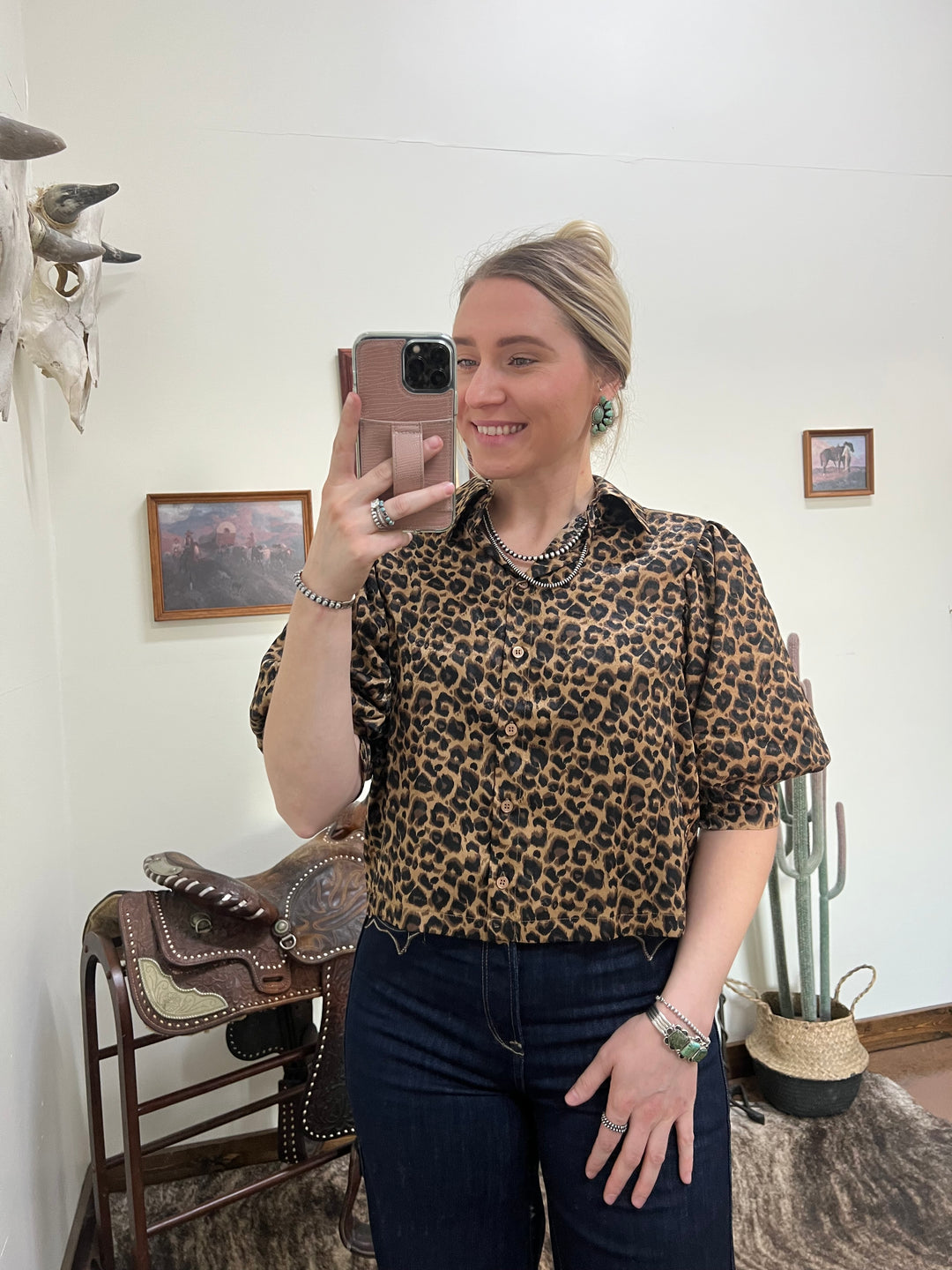 Sabrina Leopard Top