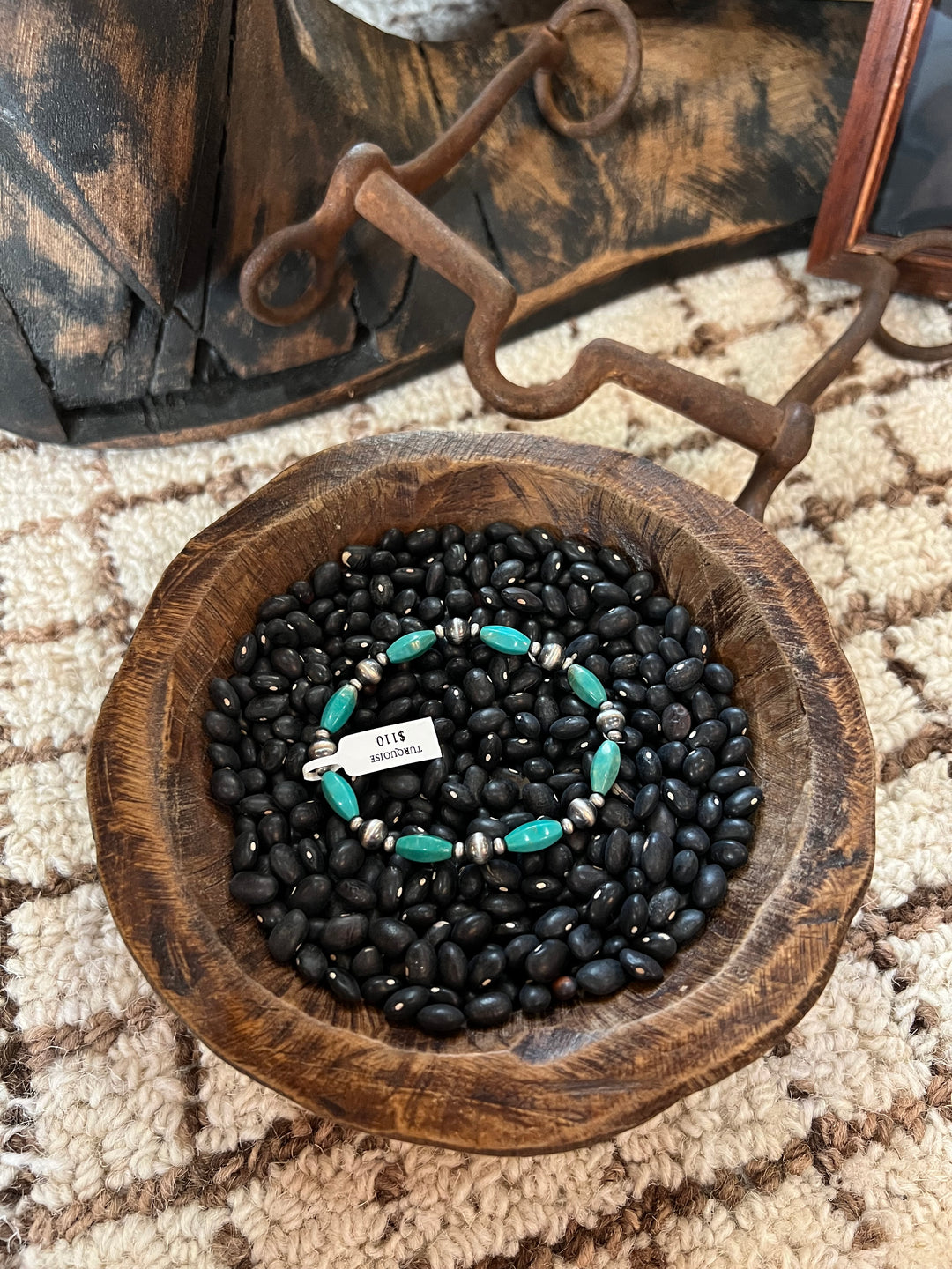 Desert Pearl & Torpedo Turquoise Stretchy Bracelet