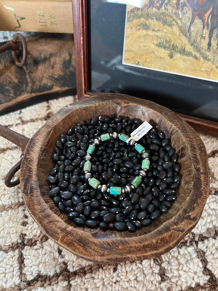 Desert Pearl & Turquoise Stretchy Bracelet