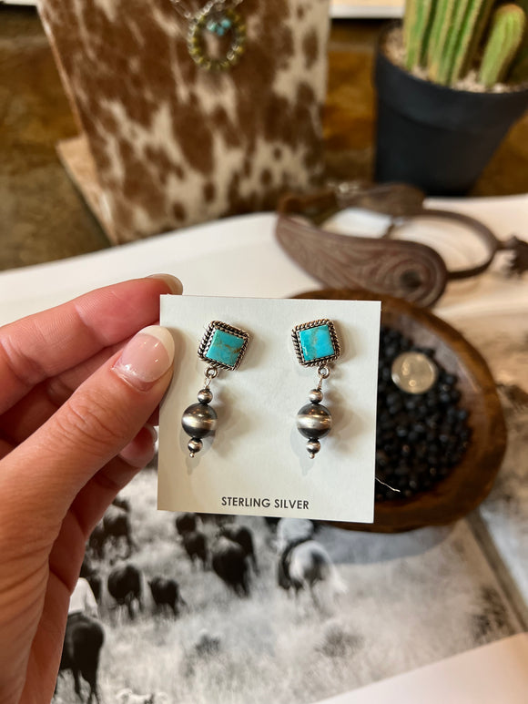 Turquoise Navajo Pearl Earrings