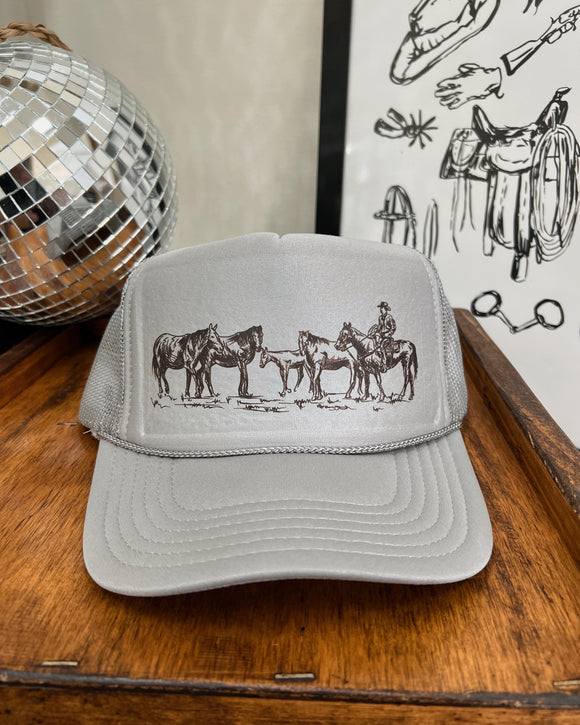 Retro Horses Trucker Hat