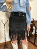 The Studded Fringe Buckle Skirt