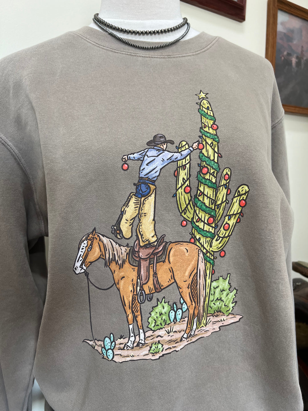 Christmas Saguaro Crewneck-Concrete