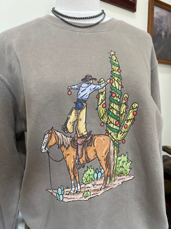 Christmas Saguaro Crewneck-Concrete