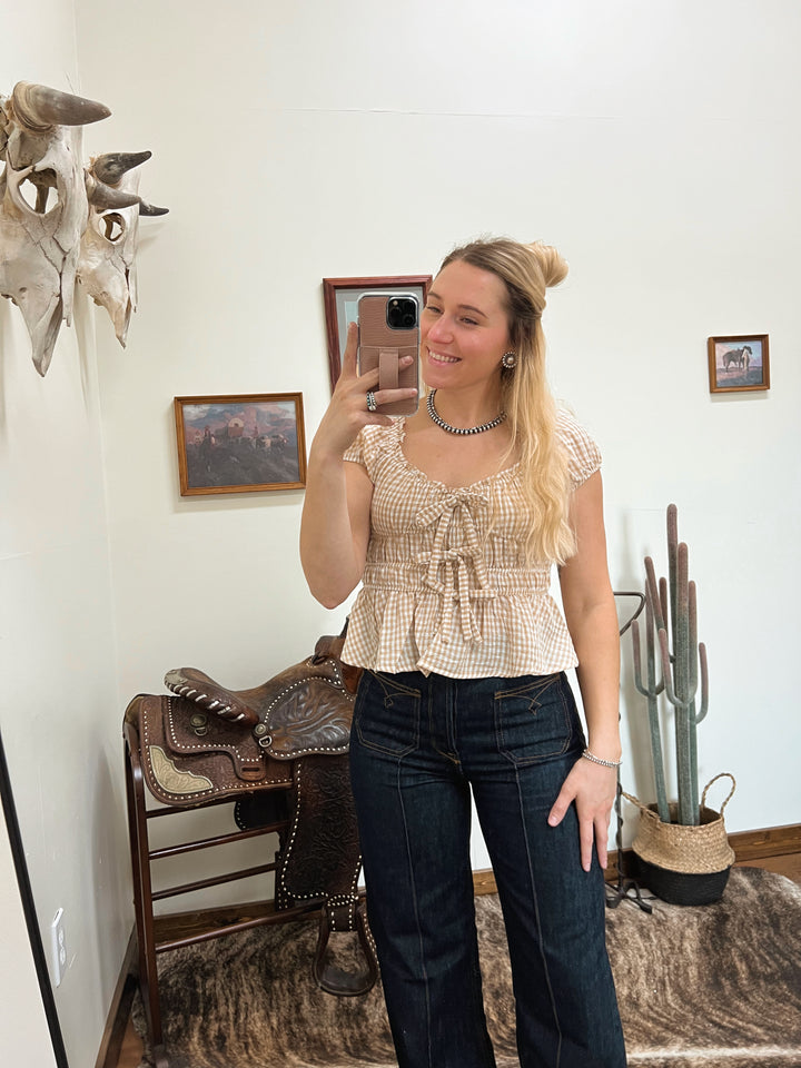 Gingham Tie Top