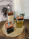 Turquoise Stamped Copper Glass Canister {3 sizes}