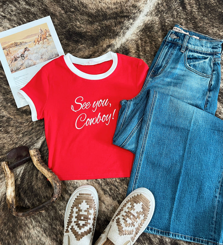 See You Cowboy Crop Tee