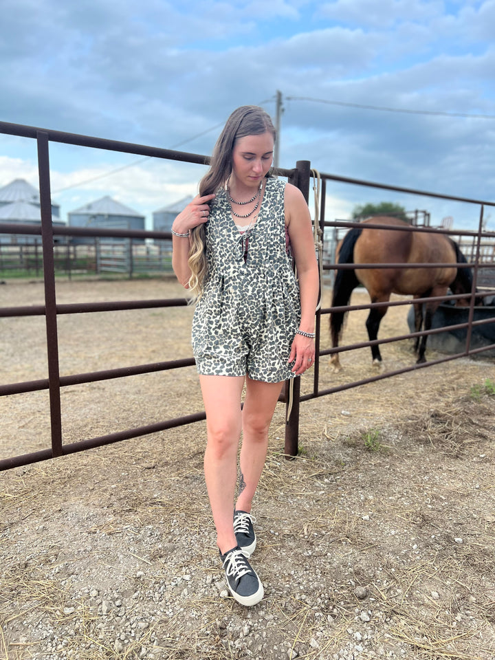 Leopard Denim Romper