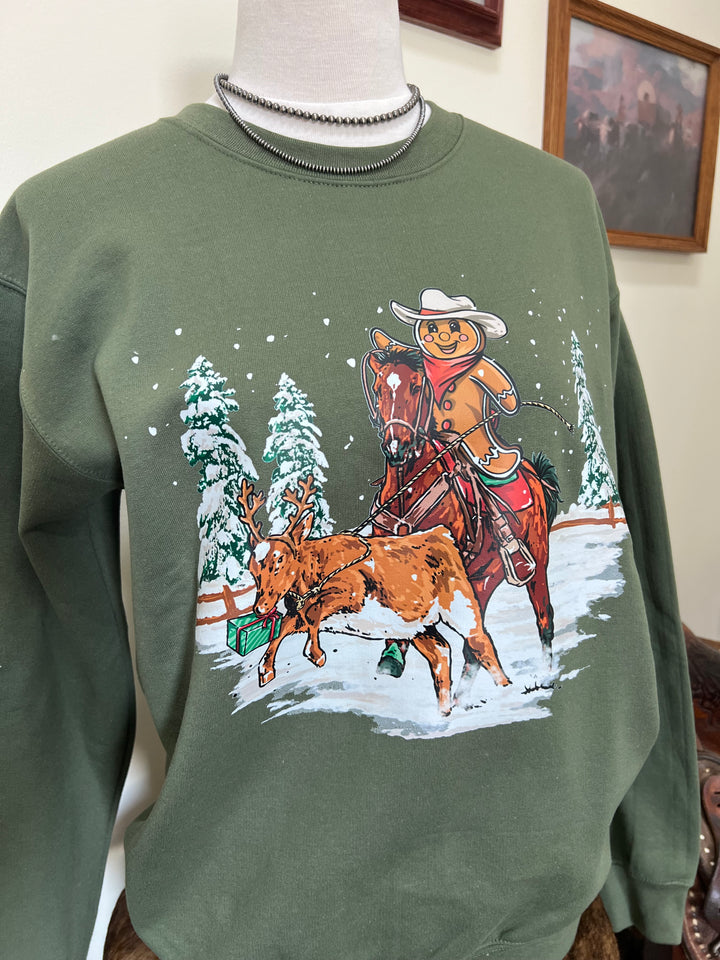 Gingerbread Roper Crewneck-Olive