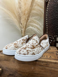 Utah Cowhide Slip Ons- Red Chocolate